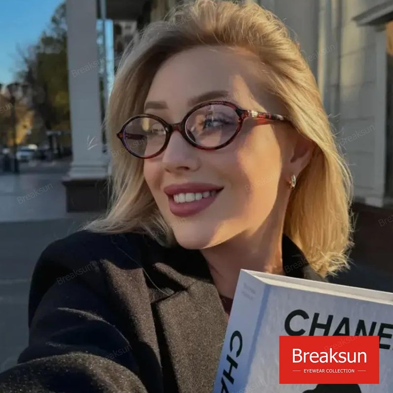 Breaksun Fashion Oval Glasses for Women Men Retro Round Tortoise Frame Blue Light Glasses Nerd Eyeglasses - Image 2